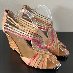 Fracno Sarto Women's Bohemian Multicolor Wedge Sandals-Size 9.5
